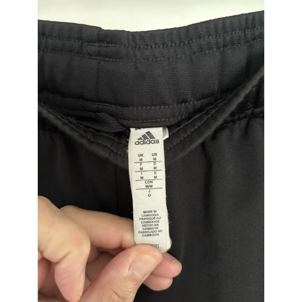 Adidas Track Pants Mens Medium Black Excellent Tonal Stripes Joggers